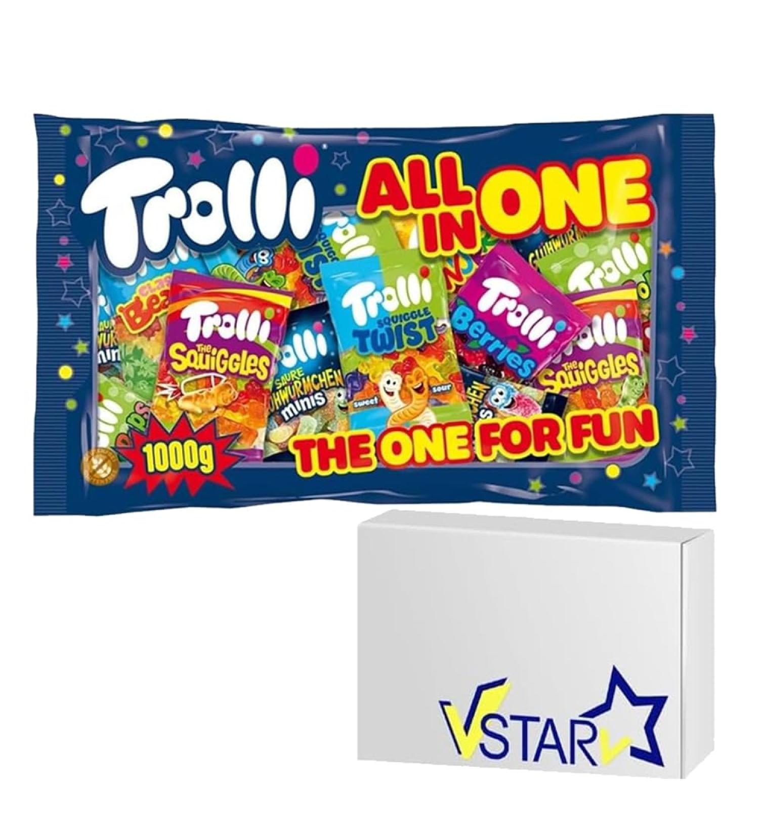 Trolli all in One The One for Fun - 1kg Share Pack of Individually Packed Assorted Colorful and Tangy Gummy Candies | Perfect for Easte valentine's Day Gift - Buy Online on GoSupps.com