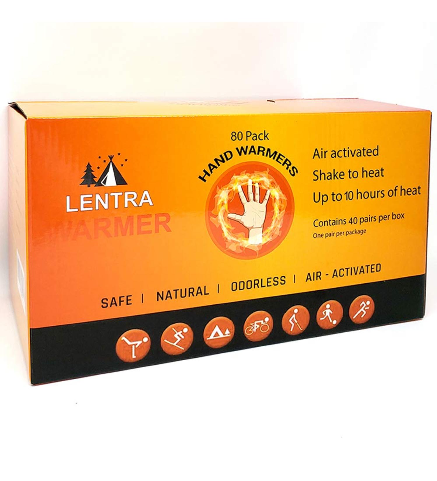 Hot Hand Warmers - 80 Count - 10 Hours Long Lasting Natural Safe and Odorless Single Use Air Activated Heat Packs for Hands, Toes and Body , Up to 10 Hours of Heat - TSA Approved
