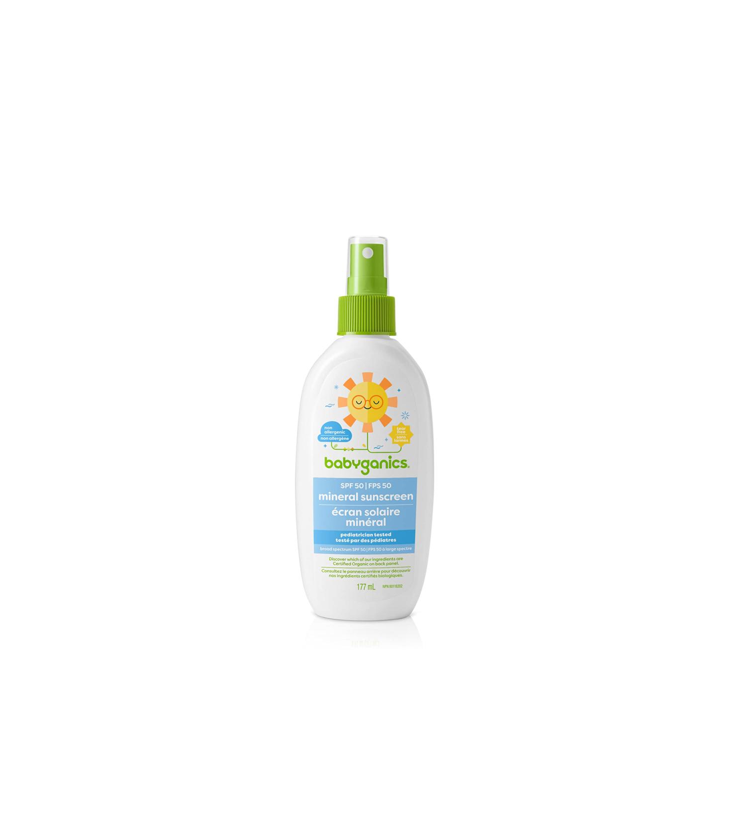Babyganics Fragrance-Free All-Mineral Sunscreen Spray SPF 50 Sunblock with UVA/UVB Protection for Baby's Skin Tear-Free Formula 177 mL - Buy Online on GoSupps.com