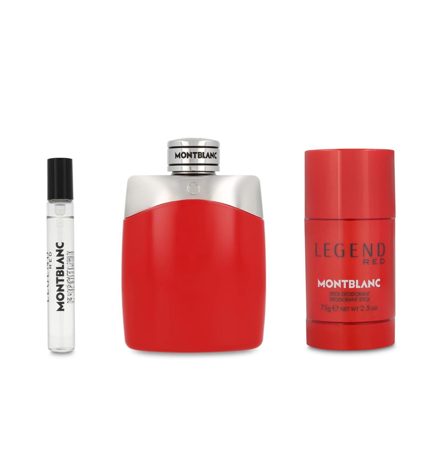 MONT-BLANC Legend Red 3- Piece Set for Men (3.4 Oz Eau De Parfum Intense Spray + 2.5 Oz Deodorant Stick + 0.25 Oz Eau De Parfum Spray)