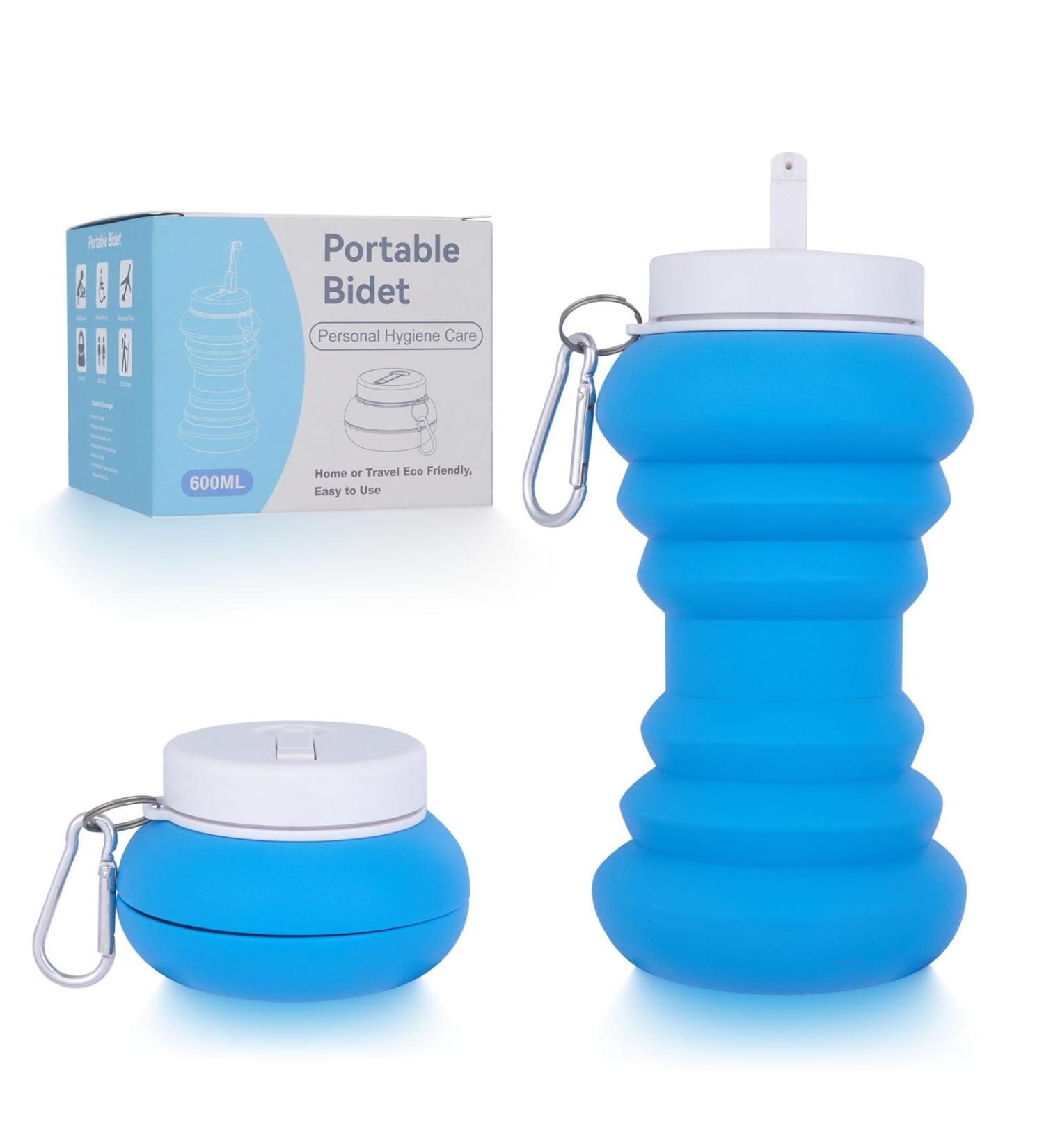 Portable Bidet 600ml - Collapsible & Expandable for Travel Camping & Hygiene - Ideal for Pregnancy Postpartum Baby Care Elderly & Muslims - Blue - Buy Online on GoSupps.com