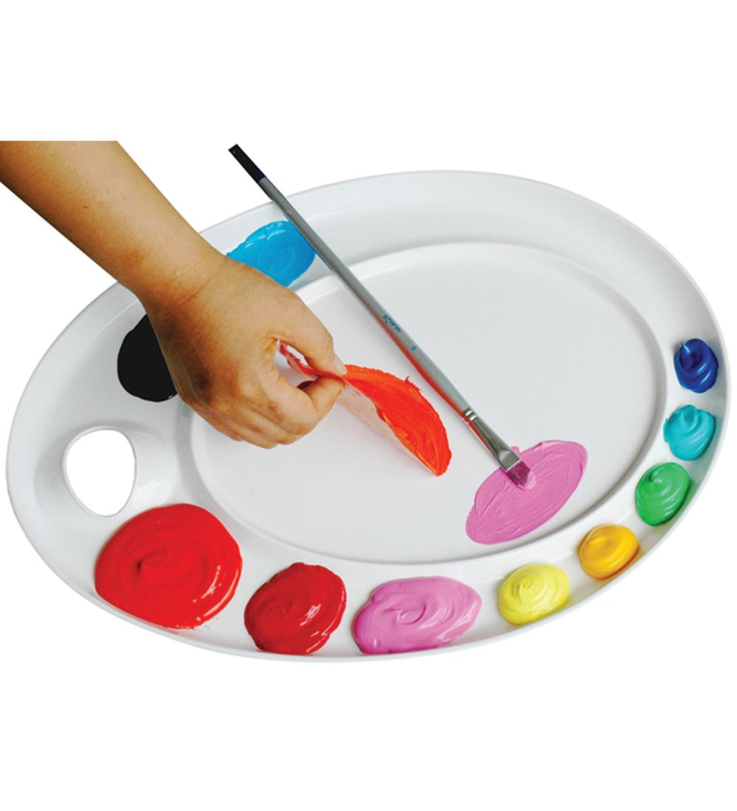 Mijello Ellipse XL Peel Palette for Acrylic/Oil Paints - 17x12.5 Extra-Large Plastic Palette with Thumb Hole (92-AP3079) - Buy Online on GoSupps.com