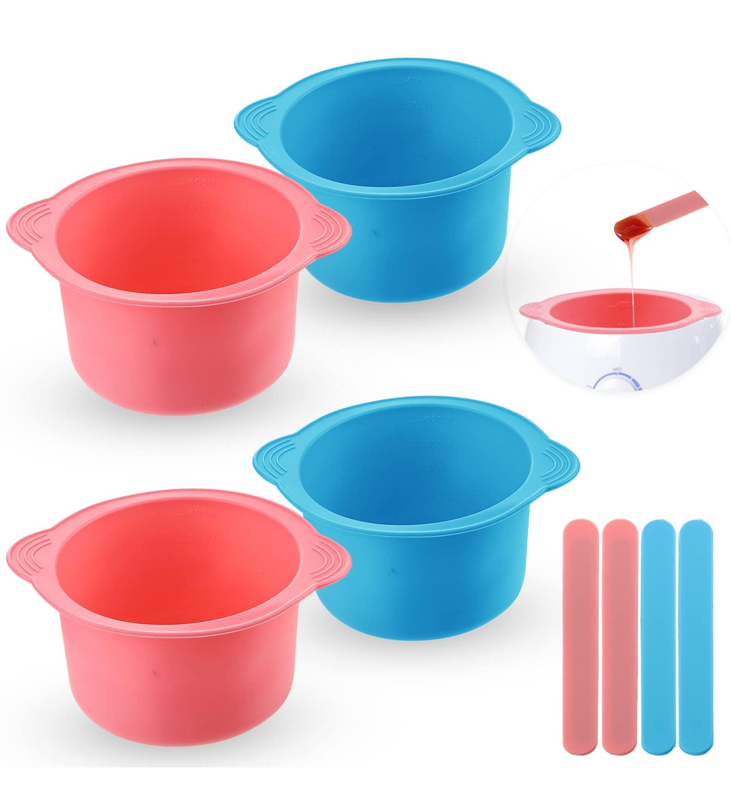 4PCS Silicone Wax Pot & Warmer Liner Set | Easy-to-Clean Non-Stick Bowl for Hair Removal | Includes 4 Spatulas | 14 Oz Capacity - Buy Online on GoSupps.com
