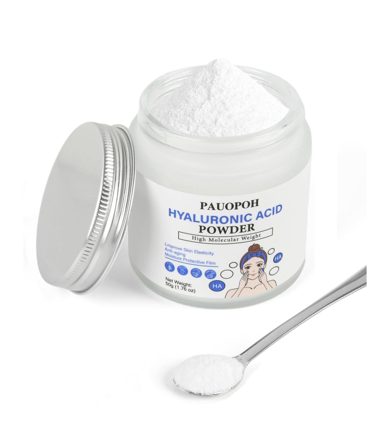 Hyaluronic Acid Powder -100% Natural High Molecular Weight Cosmetics Grade Hyaluronic Acid for DIY Serums - Buy Online on GoSupps.com