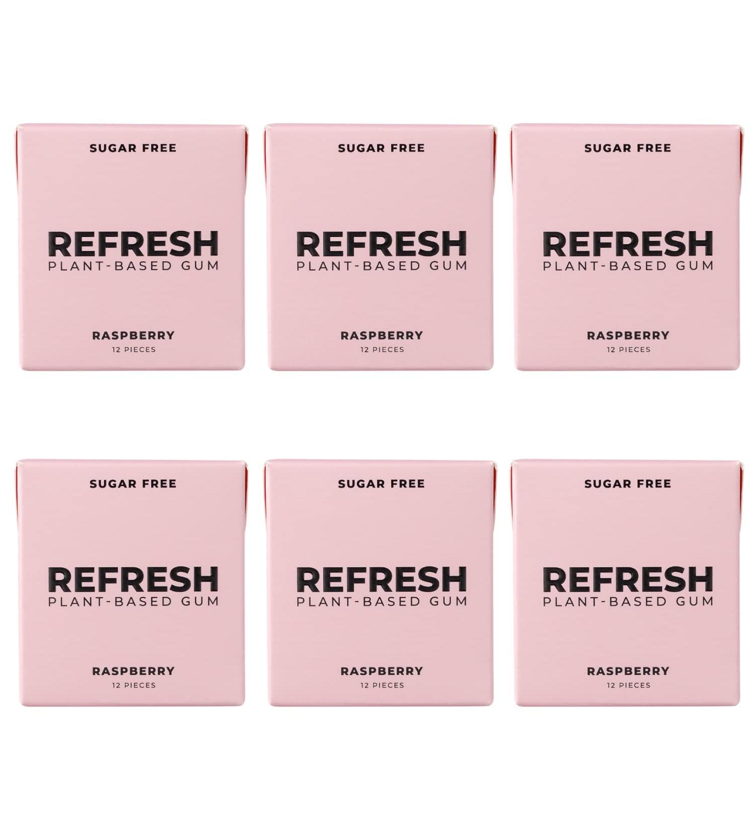 Refresh Gum Raspberry Sugar Free Chewing Gum - Xylitol Plant-Based Synthetic-Free Vegan & Non-GMO (6 Pack) Raspberry 2 count (Pack of 6) - Buy Online on GoSupps.com