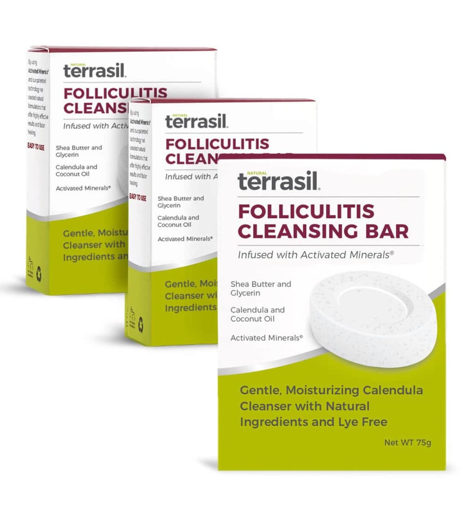 Terrasil Folliculitis Soap - Calendula-Infused Natural Bar for Folliculitis Relief - Anti-Itch Treatment - 3 Pack, 75gm Bars - Buy Online on GoSupps.com