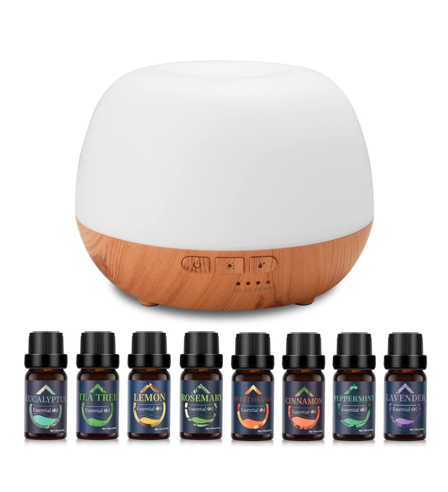 500ml Essential Oil Diffuser - Aromatherapy Humidifier with 8 Pure Oils 7 LED Colors & 4 Timers | Light-8 - Buy Online on GoSupps.com