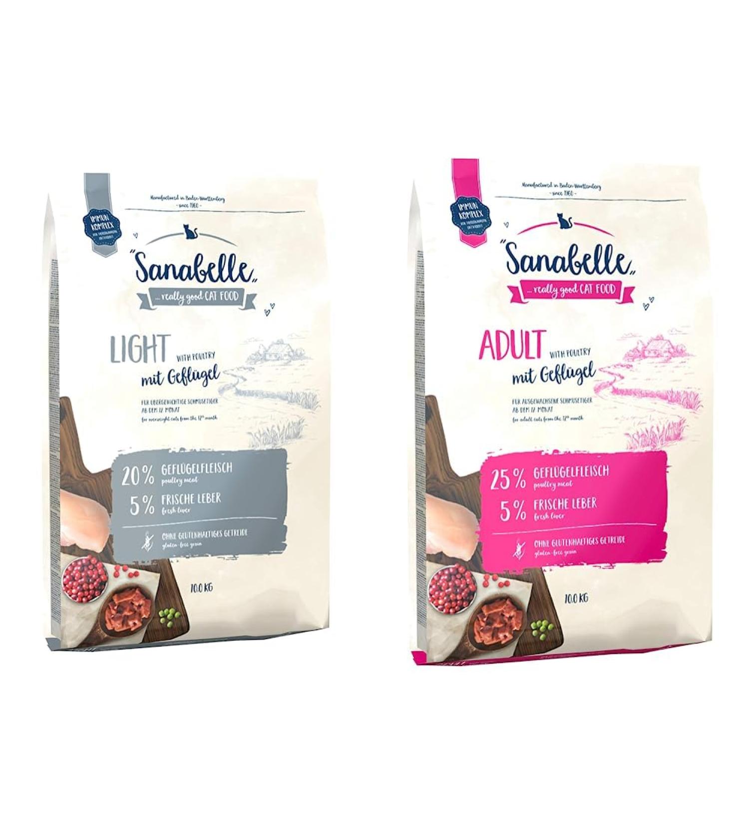 Sanabelle Light Dry Cat Food for Overweight Cats - 10 kg | Adult Poultry Formula | Reduced Energy Content - Buy Online on GoSupps.com