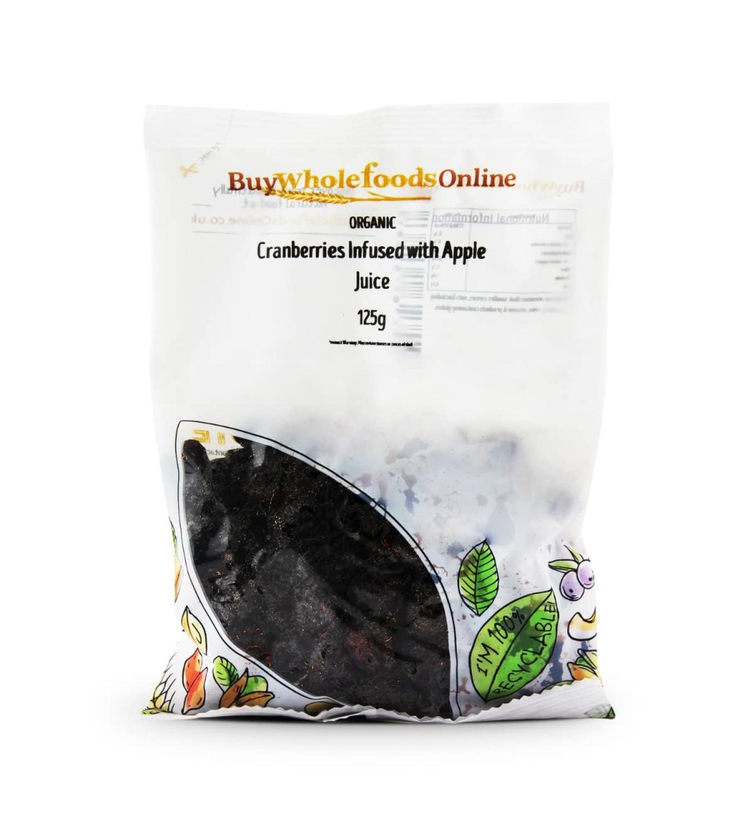 Organic Dried Cranberries Infused with Apple Juice 125g (BWFO)