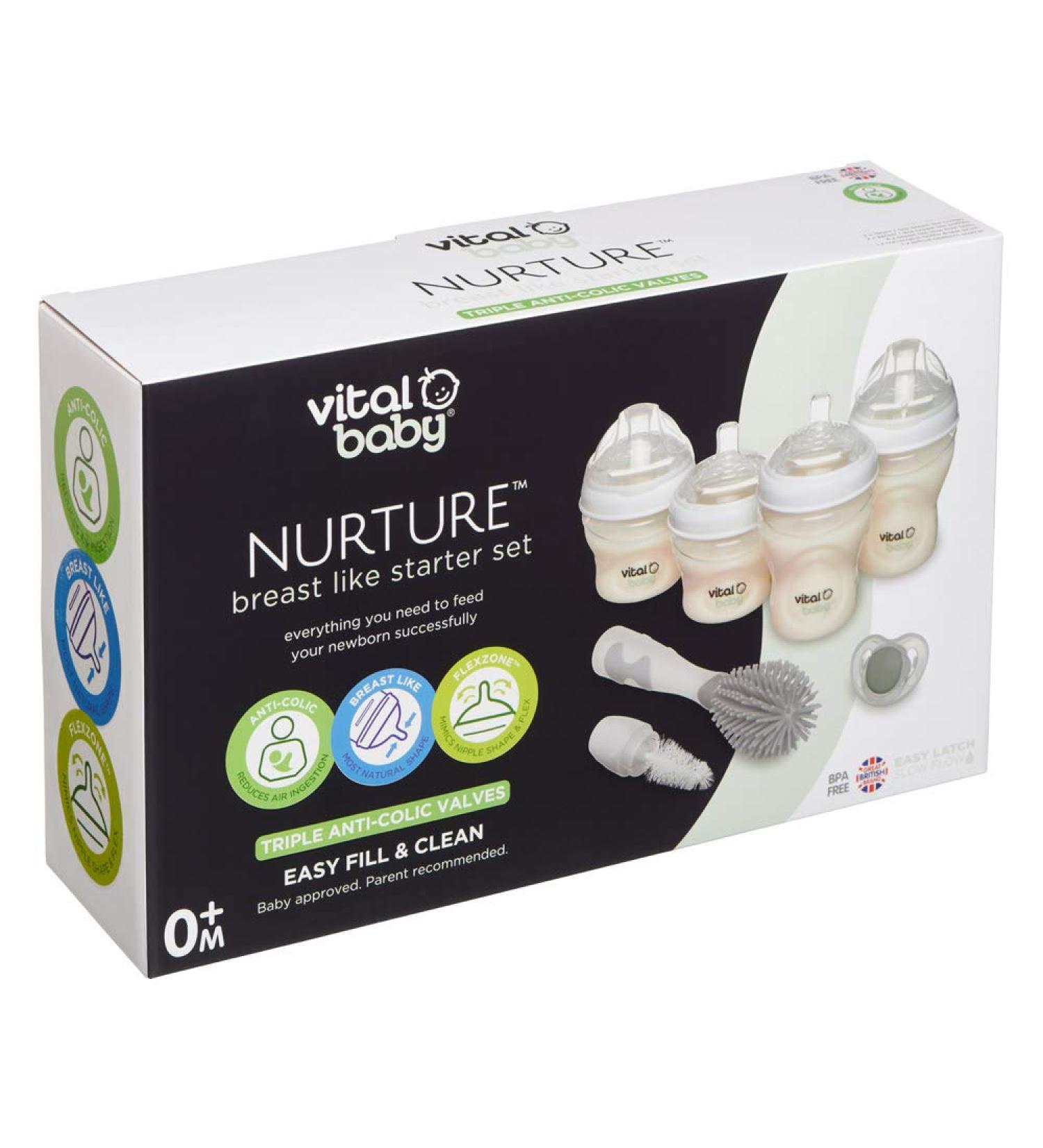 Vital Baby Nurture Breast-Like Starter Set - Anti-Colic Bottles & Soother - BPA-Free, Newborn Essentials - 150ml & 240ml - Buy Online on GoSupps.com
