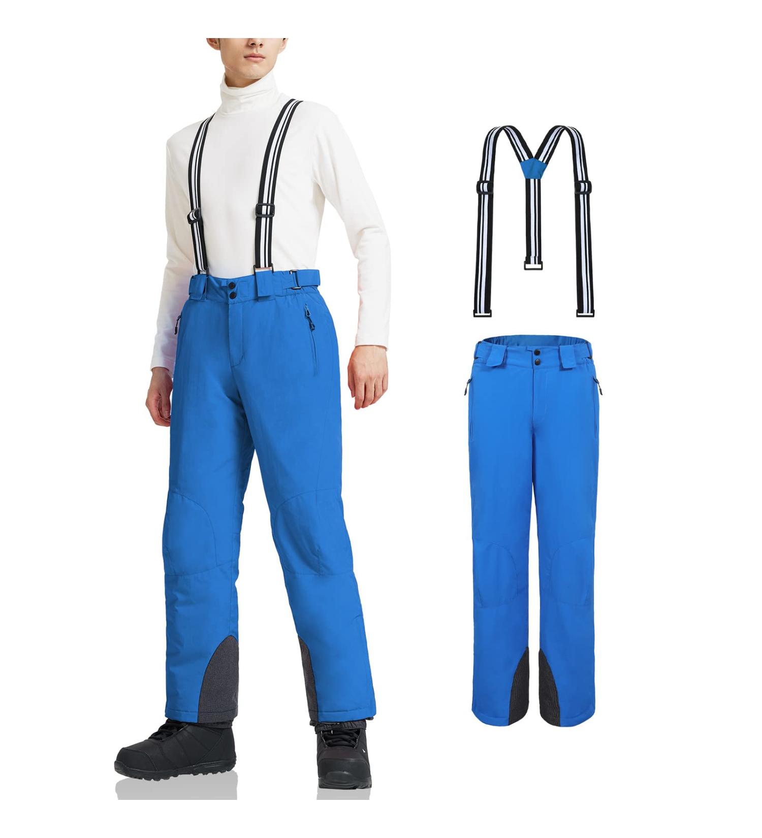AOLI RAY Men's Waterproof Ski & Snowboard Bib Pants - Windproof Lined Removable Straps - Small Blue - Buy Online on GoSupps.com