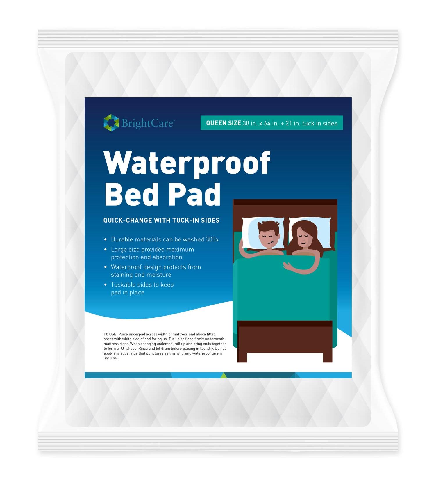 BrightCare Queen Soft Quilted Underpad for Bed Protection | Absorbent Washable Leak Proof Barrier | Incontinence Pad for Adults - Queen Size (38 x 64 Inch) - Buy Online on GoSupps.com