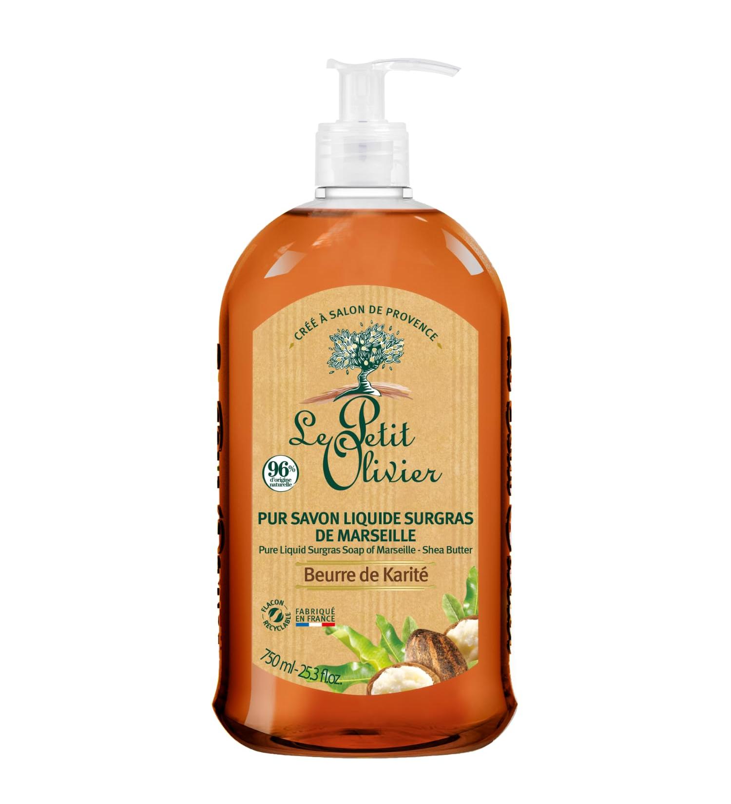  Le Petit Olivier LE PETIT OLIVIER - Pack of 6 - Pure Liquid Superfat Marseille Soap - Shea Butter - Gently Cleanses Skin - Fragrance from Grasse - 96% Natural Origin - Made in France - 750ml - Buy Online on GoSupps.com