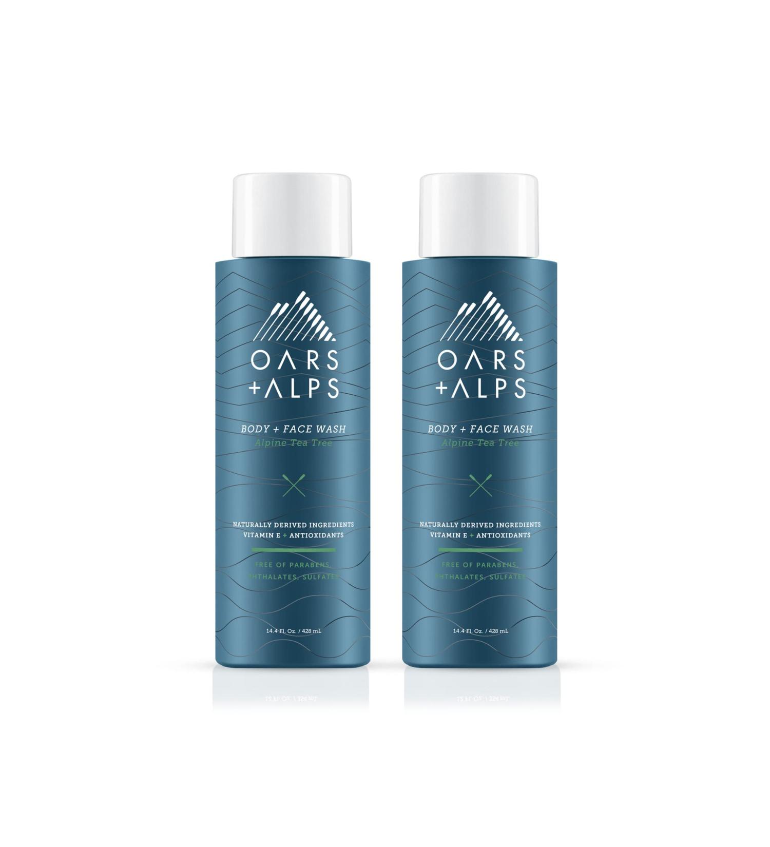 Oars + Alps Men's Moisturizing Body and Face Wash with Vitamin E and Antioxidants - Sulfate-Free Alpine Tea Tree Formula (2 Pack) - Buy Online on GoSupps.com