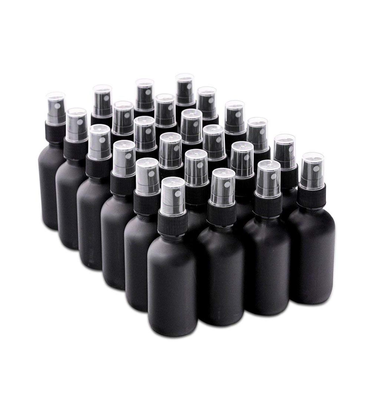 7 Colors Available - Bulk 24 Pack 2 oz Black Glass Spray Bottles for Essential Oils - Wholesale Quantity with Frosted Finish - Buy Online on GoSupps.com