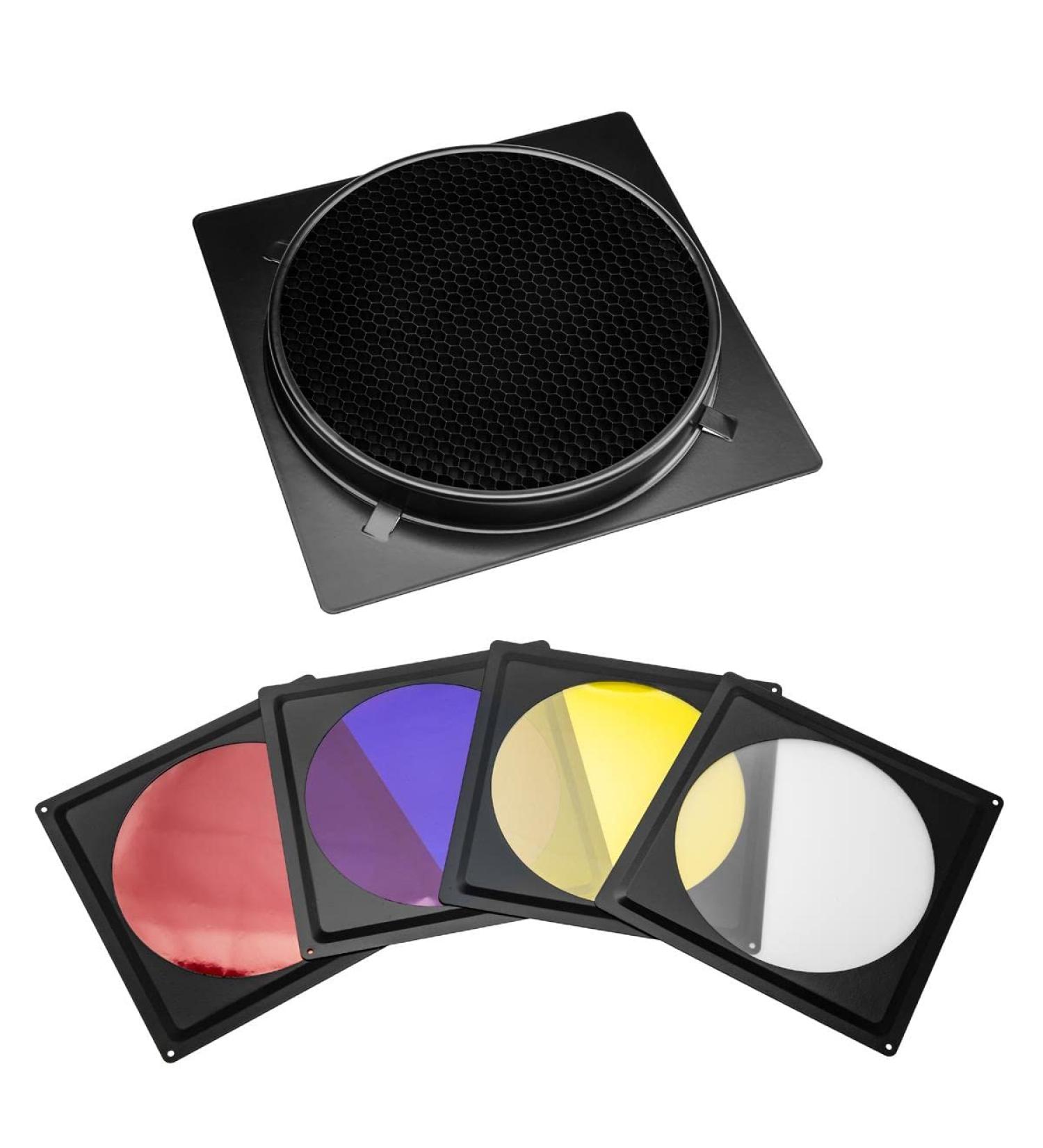 Flashpoint Universal Barn Door Kit with Grid and Gels - Control Light and Color Effectively - Buy Online on GoSupps.com