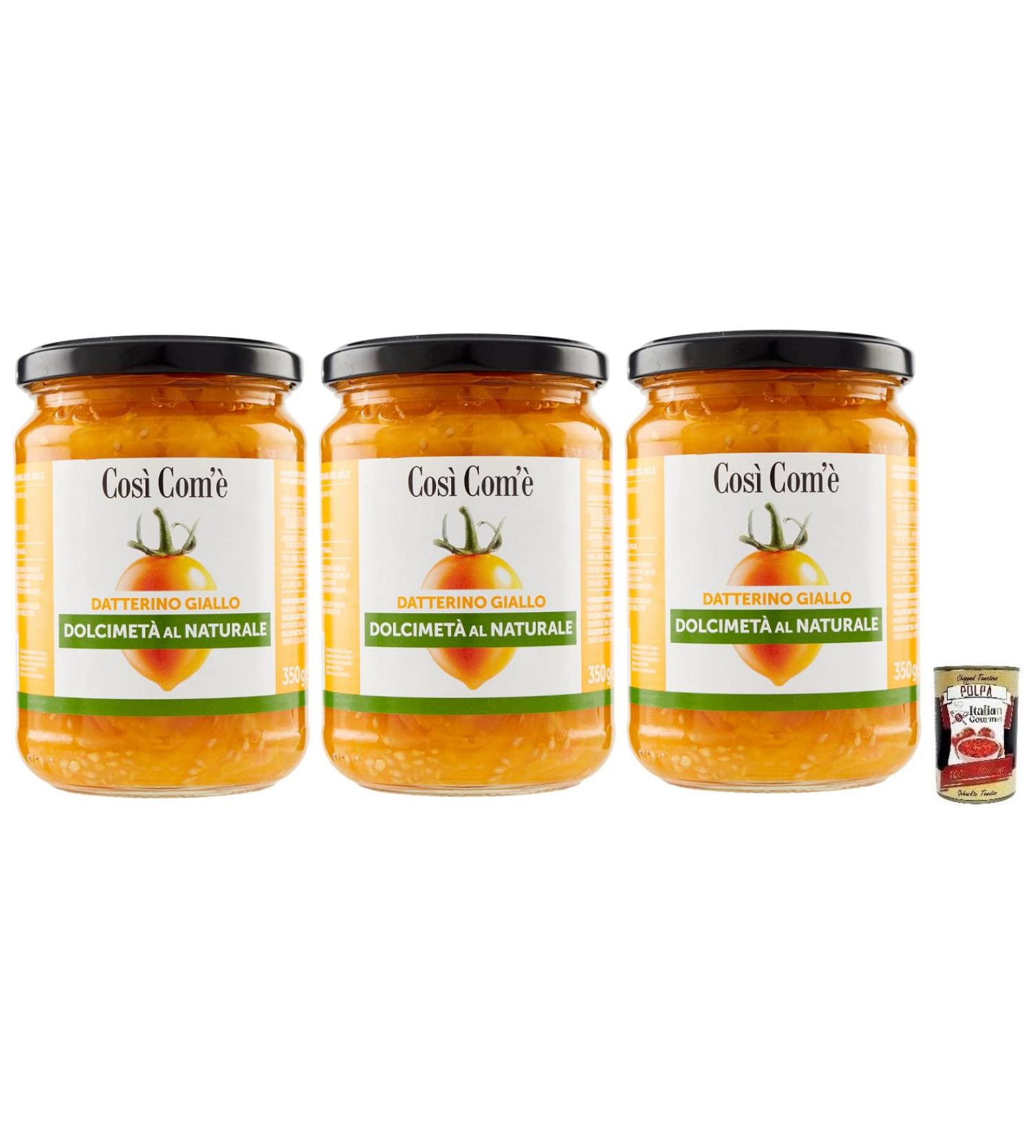 Italian Gourmet E.R. Cos Com' Datterino Giallo Dolcimet Pack of 3 halved yellow tomatoes Italian tomatoes 350g jar + 400g Italian Gourmet Polpa di Pomodoro can - Buy Online on GoSupps.com