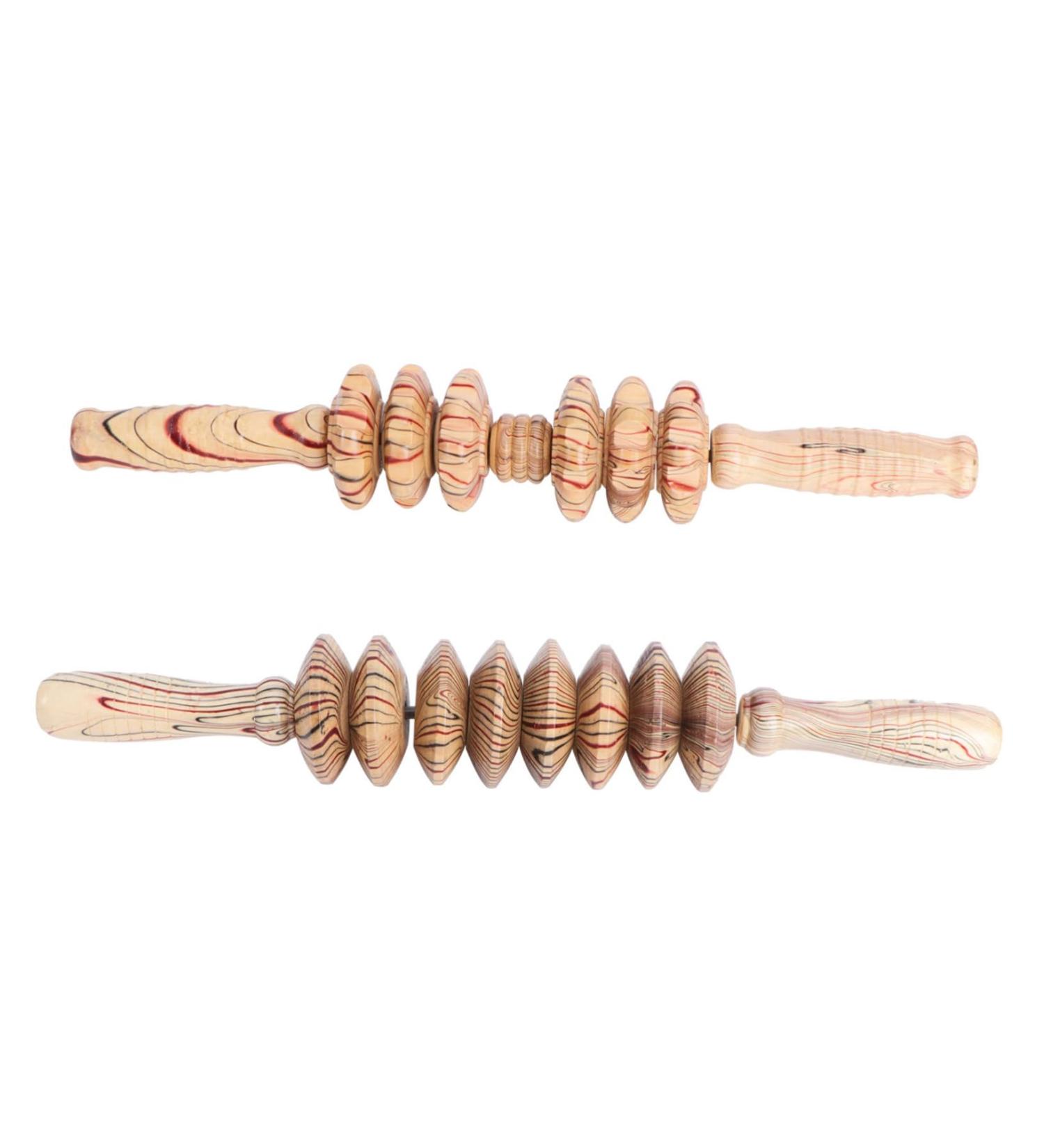 Lurrose Wooden Massage Roller - 2-Piece Wood Muscle Massager for Back & Body Fitness | International Shipping - Buy Online on GoSupps.com