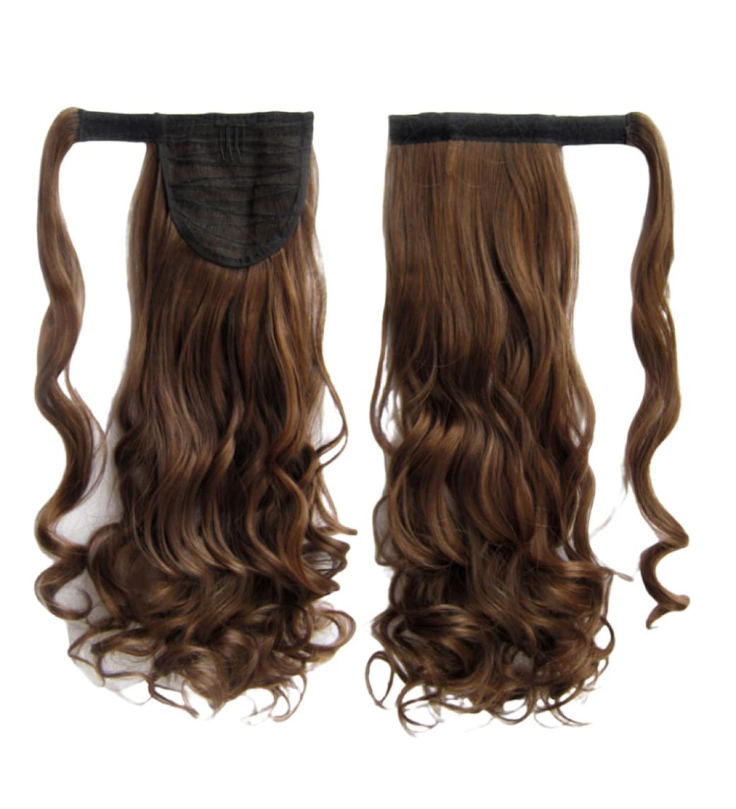 Wavy Ponytail Extension Hair Ponytail Wrap Around Ponytail 23 Inch Synthetic Natural Curly Hairpiece Wrap Around Hair Extensions for Women Daily Use Brown 1pc Brown - Buy Online on GoSupps.com