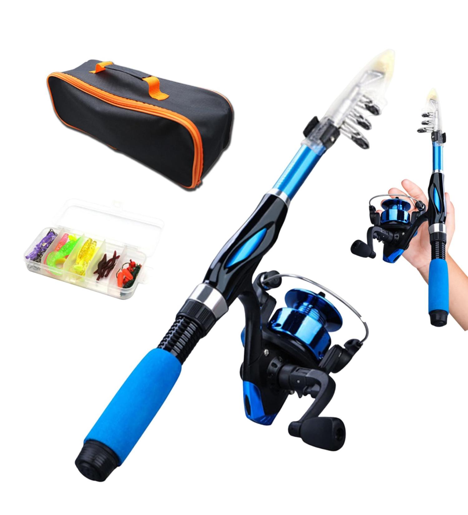 Kids Fishing Rod Set - 4PC Telescopic Spinning Combos with Ceramic Guide - Beginner Fiberglass Fishing Rods - Buy Online on GoSupps.com