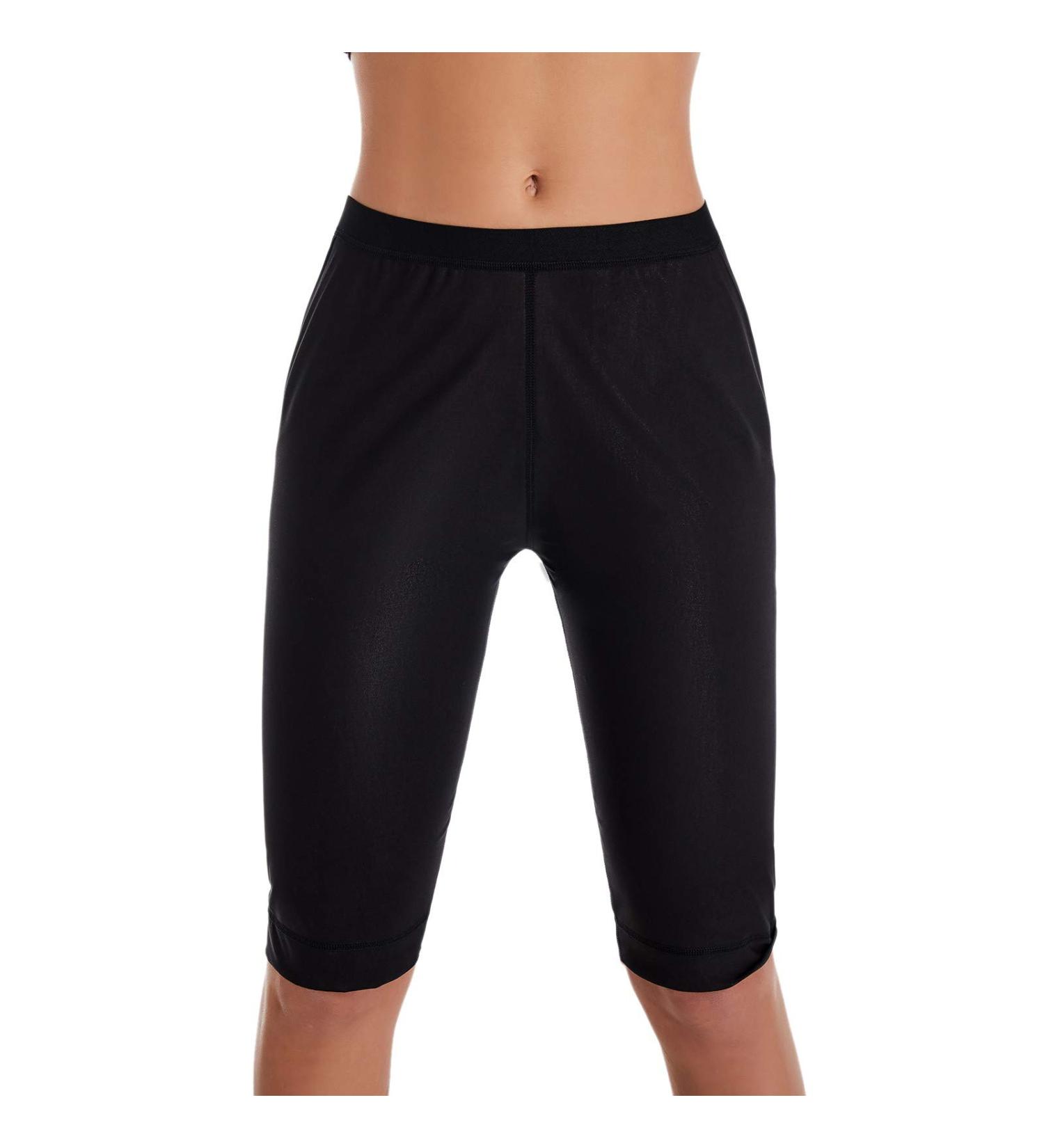 TNMLLD Women's Short Sauna Pants XX-Large Black - Weight Loss Thigh Slimmer Fitness Sweatpants for Running Sports - Buy Online on GoSupps.com