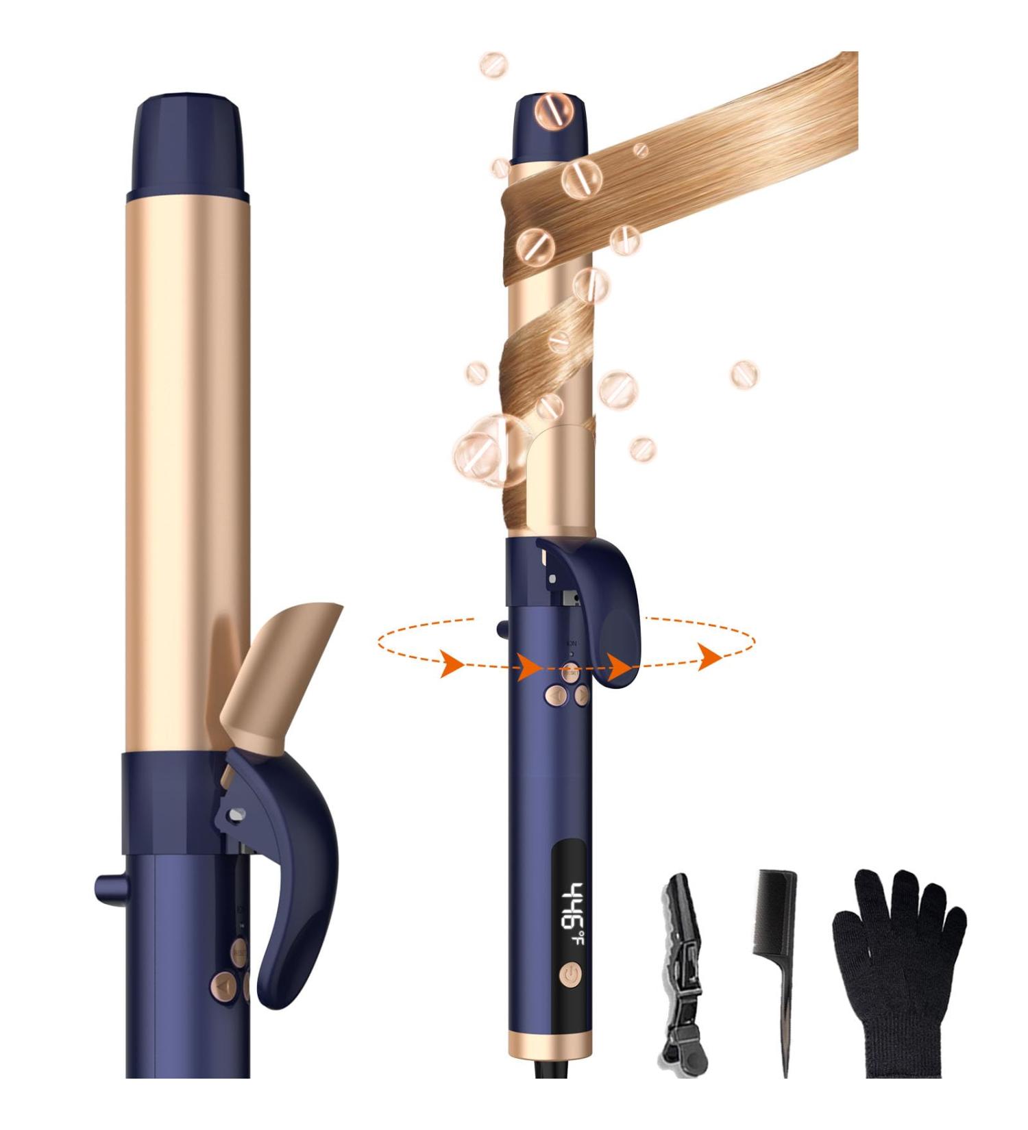 Rotating Curling Iron 5 Temperature 1 1/4 in Automatic Curling Iron Dual Voltage 360 Rotating Hair Curler Travel Auto Hair Curling Wands 1H Auto-Off & 30s Fast Heat Self Curler Hair Styling Tools Blue - Buy Online on GoSupps.com