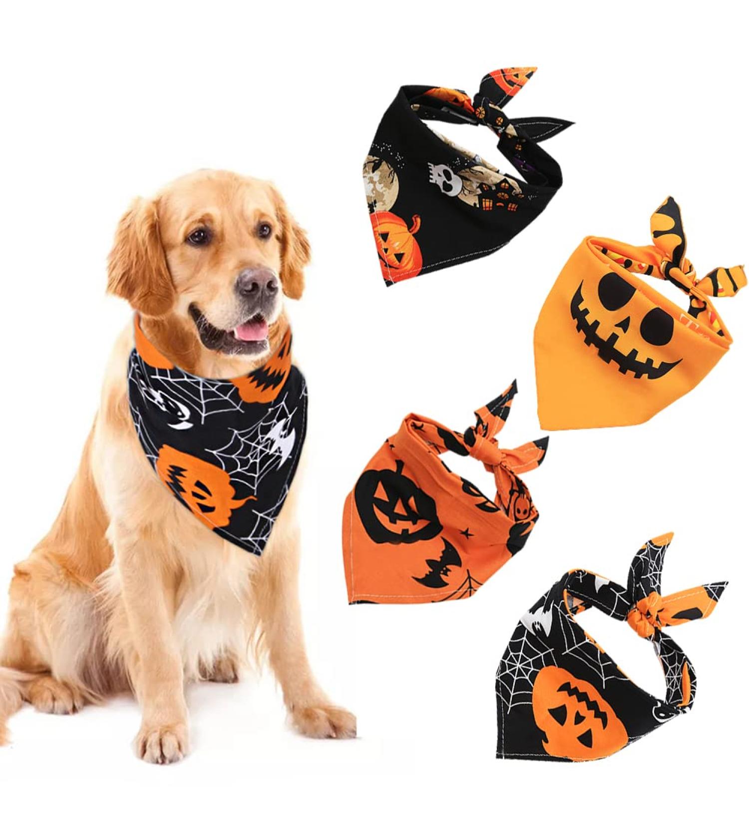 Halloween Dog Bandana Pumpkin Dog Triangle Scarfs 3 Pack Bandanas for Medium and Large Pet(Random Pattern) - Buy Online on GoSupps.com