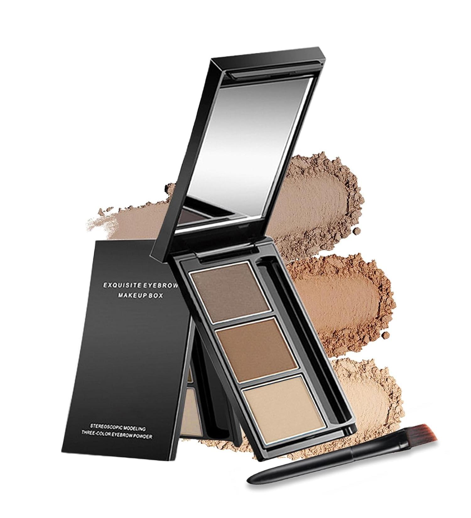 3-Color Eyebrow Powder Palette - Enhance Your Brows with Mirror | Brown Light Brown Skin Tone Makeup (2 - Buy Online on GoSupps.com