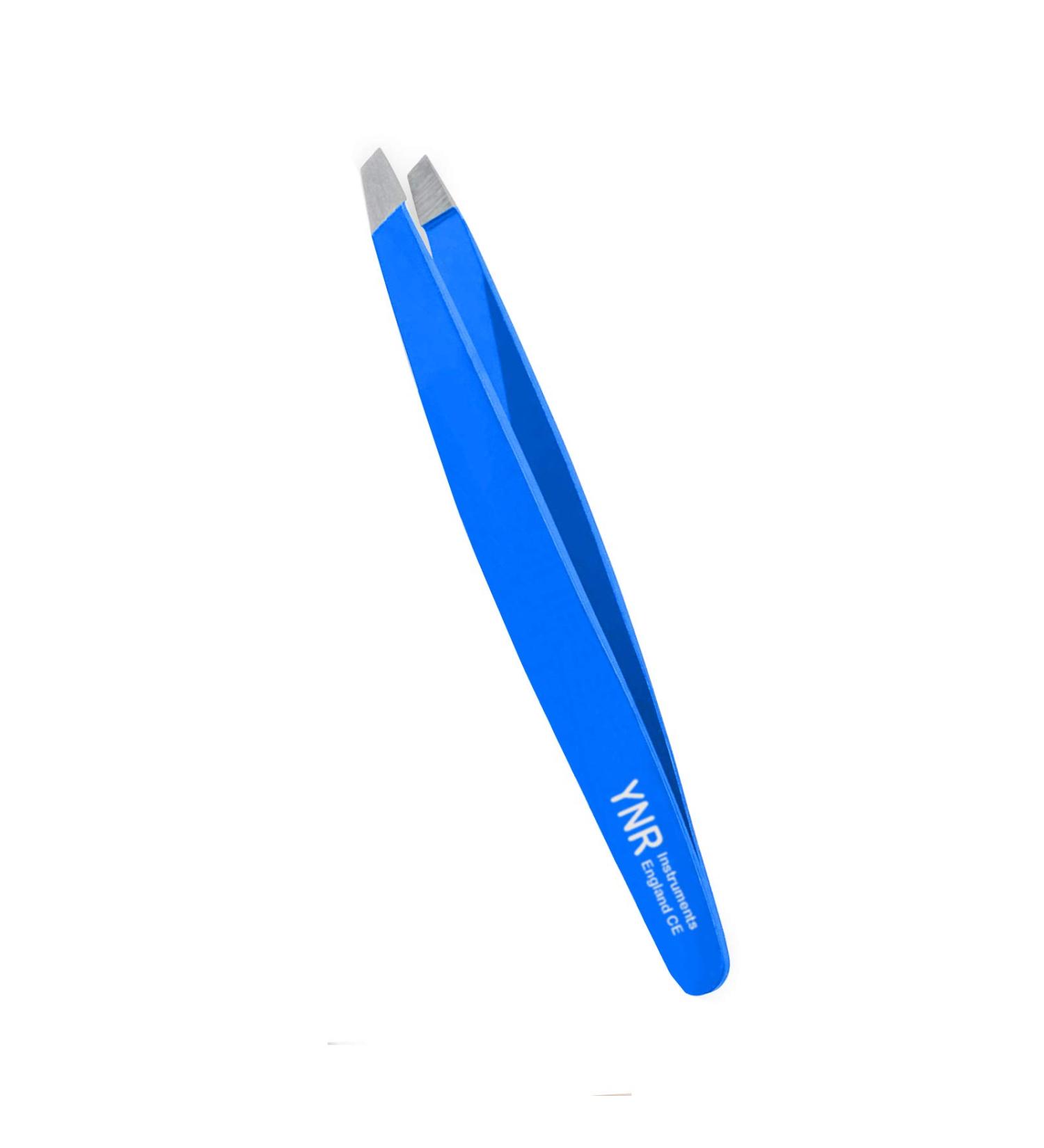 Eyebrow Tweezers Hair Tweezers Slanted Tweezers Made with Stainless Steel Slant Tip Precision Plucking and Tweezing for Brows Ingrown Hair Splinters (Blue)