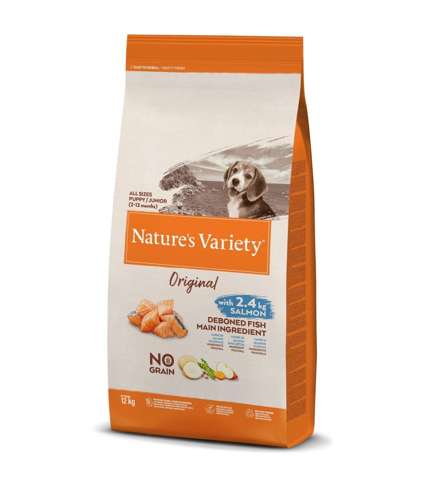 Nature's Variety Original No Grain - Junior Dog Food for all sizes - Grain Free - with Boneless Salmon - 12kg - Buy Online on GoSupps.com