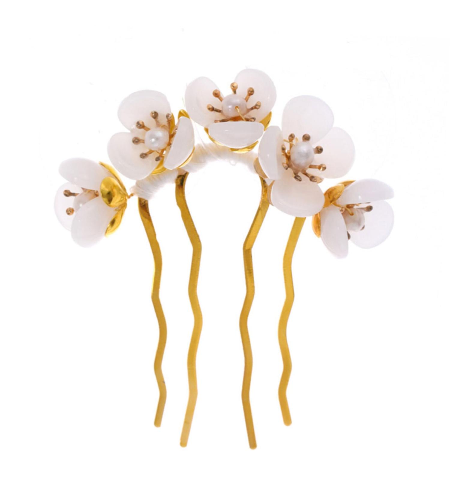 minkissy Petal Hairpin Jade Hair Forks Jade Hair Clip Hair Hanfu Hair Accessories Jade Hair Chopstick Retro Headpiece French Pin Women Hair Chopstick Bride Costume Hosta White - Buy Online on GoSupps.com