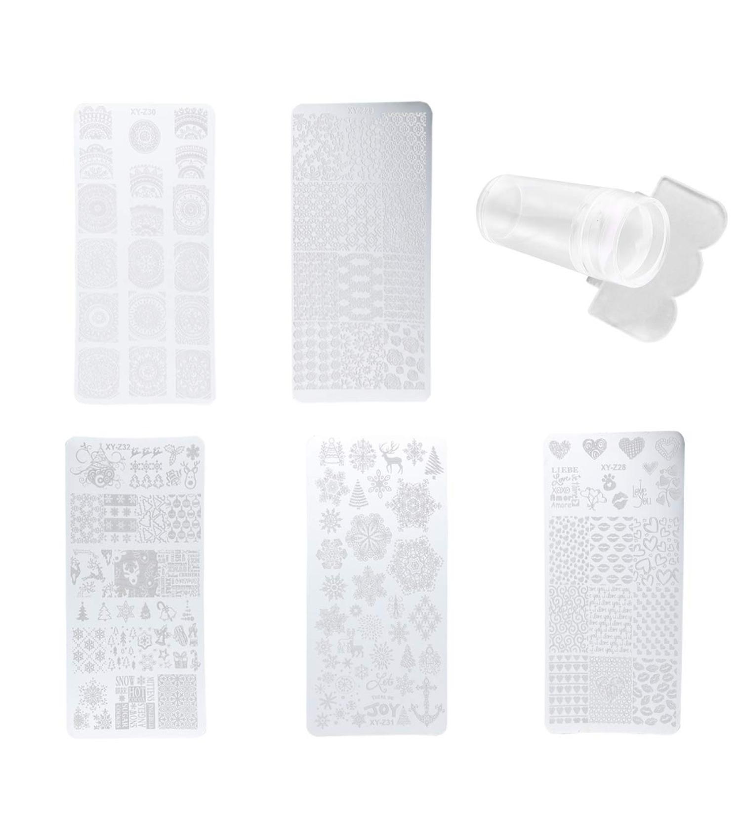 Minkissy Nail Art Stamping Plate Kit - Halloween & Christmas Designs with Snowflake Patterns for DIY Nail Decoration - Buy Online on GoSupps.com