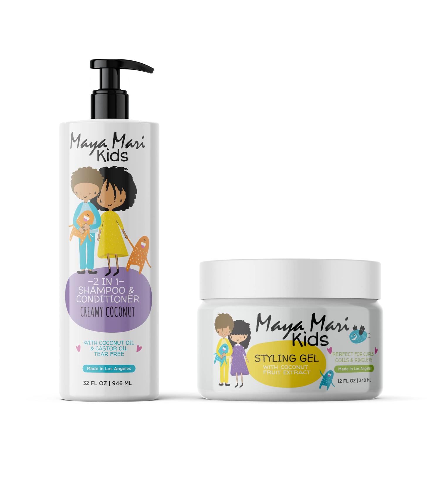 Maya Mari Kids 2in1 Shampoo + Conditioner with Tear-Free Formula and Bonus Hair Gel for Daily Hair Care - Ideal for Boys and Girls - Buy Online on GoSupps.com