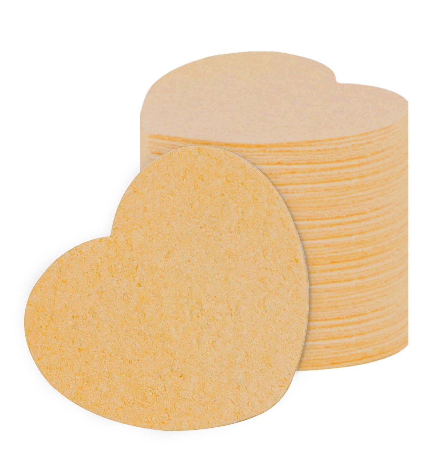 Compressed Facial Sponges | Heart Shape Natural Cosmetic Spa Sponges Cellulose Facial Sponges for Facial Washing Pore Cleaning Scrubber Bathing Household Skin Color - Buy Online on GoSupps.com