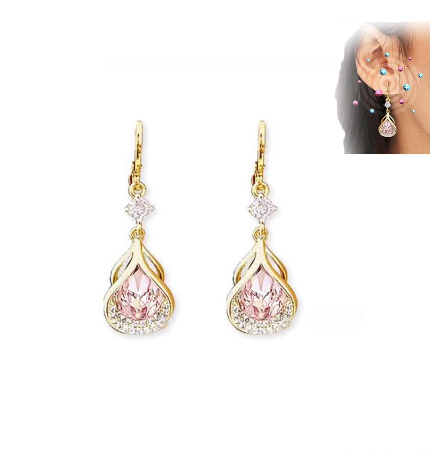 Lymph Flow Magnetogen Earrings - Germanium Therapy for Lymph Drainage & Slimming | Lymphvity Magnette Magnetic Earrings - Pink - Buy Online on GoSupps.com