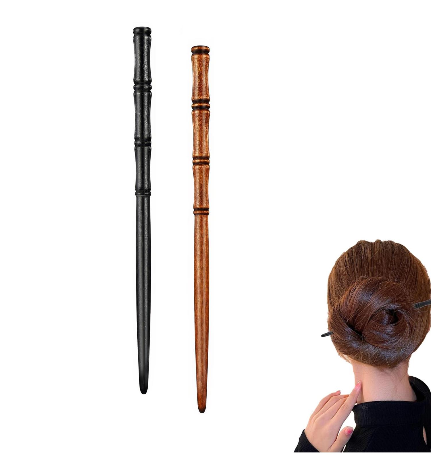 DHWEKU 2 Pieces Wooden Hair Chopsticks Bamboo Hair Chopsticks Hair Sticks for Women Wooden Hair Pins Hair Bun Sticks for Hair Bun - Buy Online on GoSupps.com