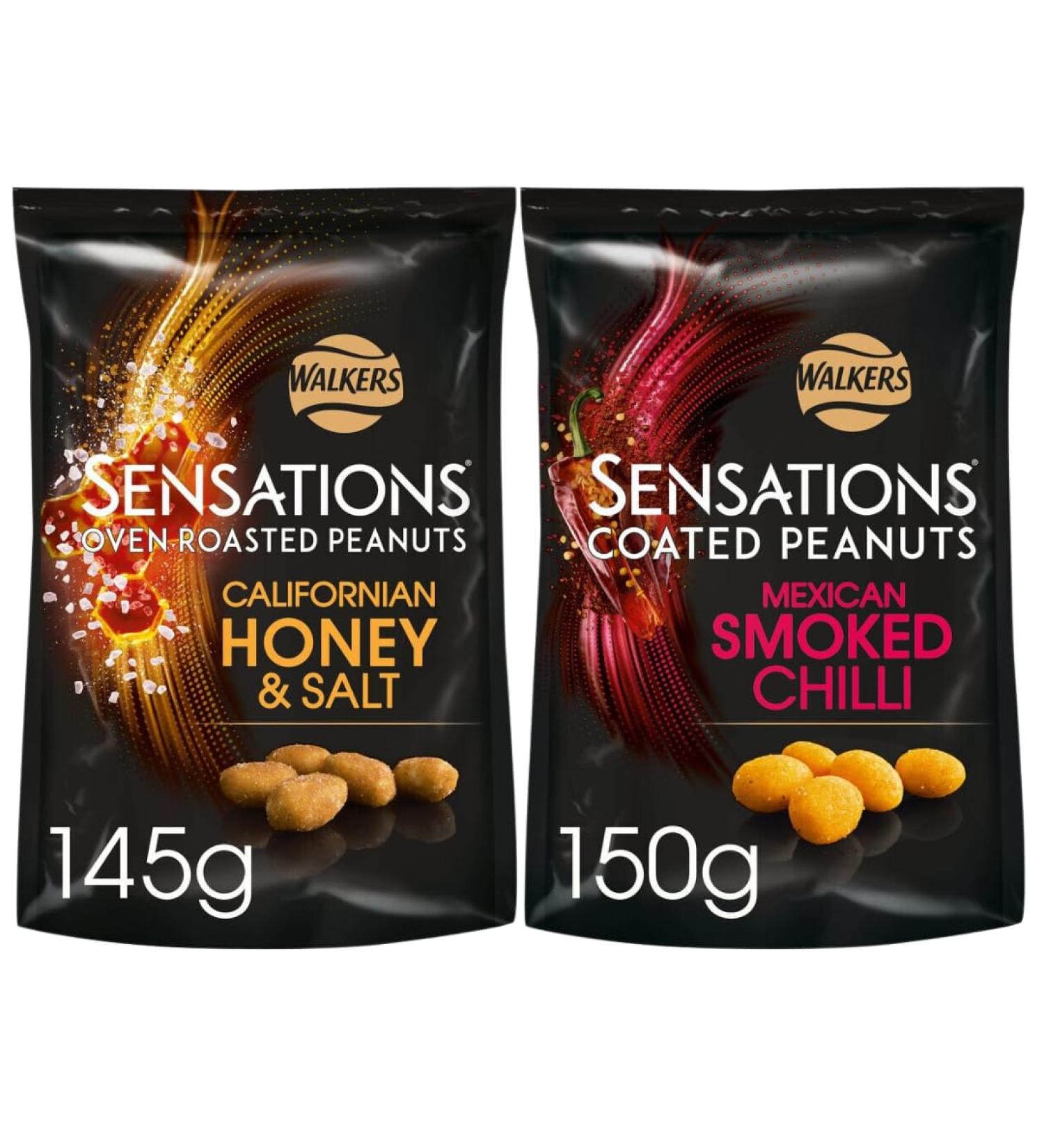 Flavoured Peanut Mix Bundle with Sensations Honey & Salt Peanut 145g and Sensations Mexican Smoked Chilli Peanuts 150g (2 Pack) - Buy Online on GoSupps.com