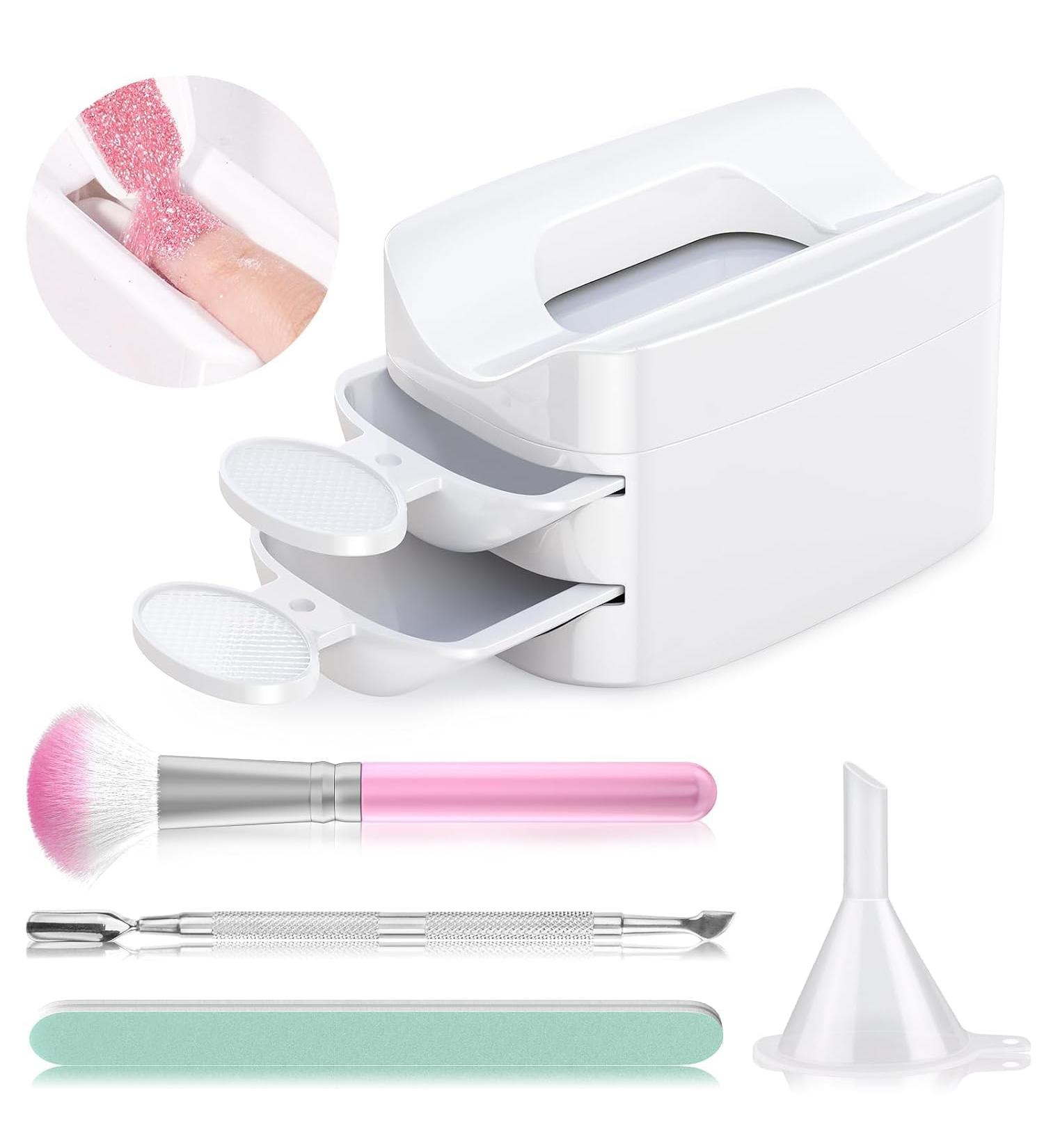 Dip Powder Nail Kit Nail Dip Powder Tray Dip Powder Recycling Tool for Acrylic Nail Powder Use Nail Dipping Powder Collector for DIY French Manicure at Home - Buy Online on GoSupps.com