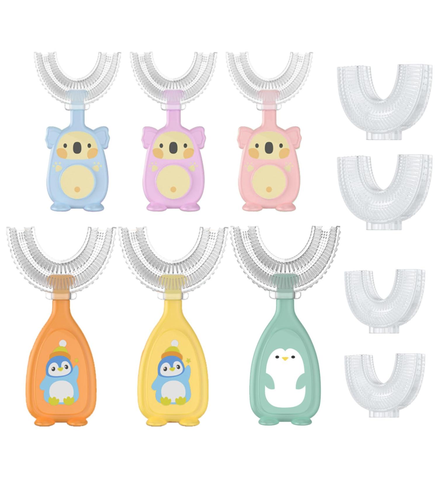 JSTHHT U-Shape Children's Toothbrush - Silicone Head Cartoon Design All-Round Massage Cleaning for Ages 2-6 - Buy Online on GoSupps.com