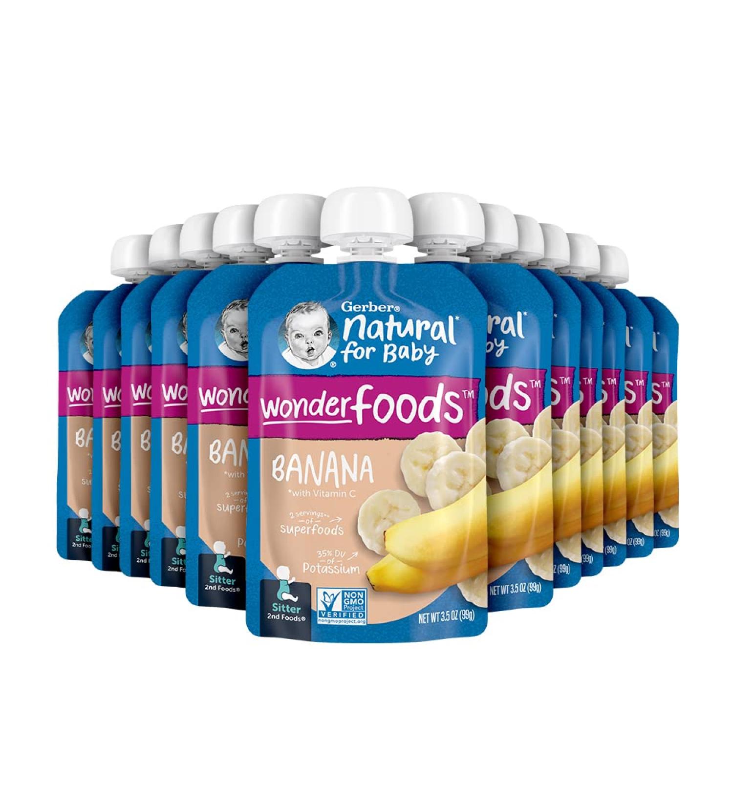 Gerber 2nd Foods for Sitter WonderFoods Banana 3.5oz Pouches (Pack of 12) - Buy Online on GoSupps.com