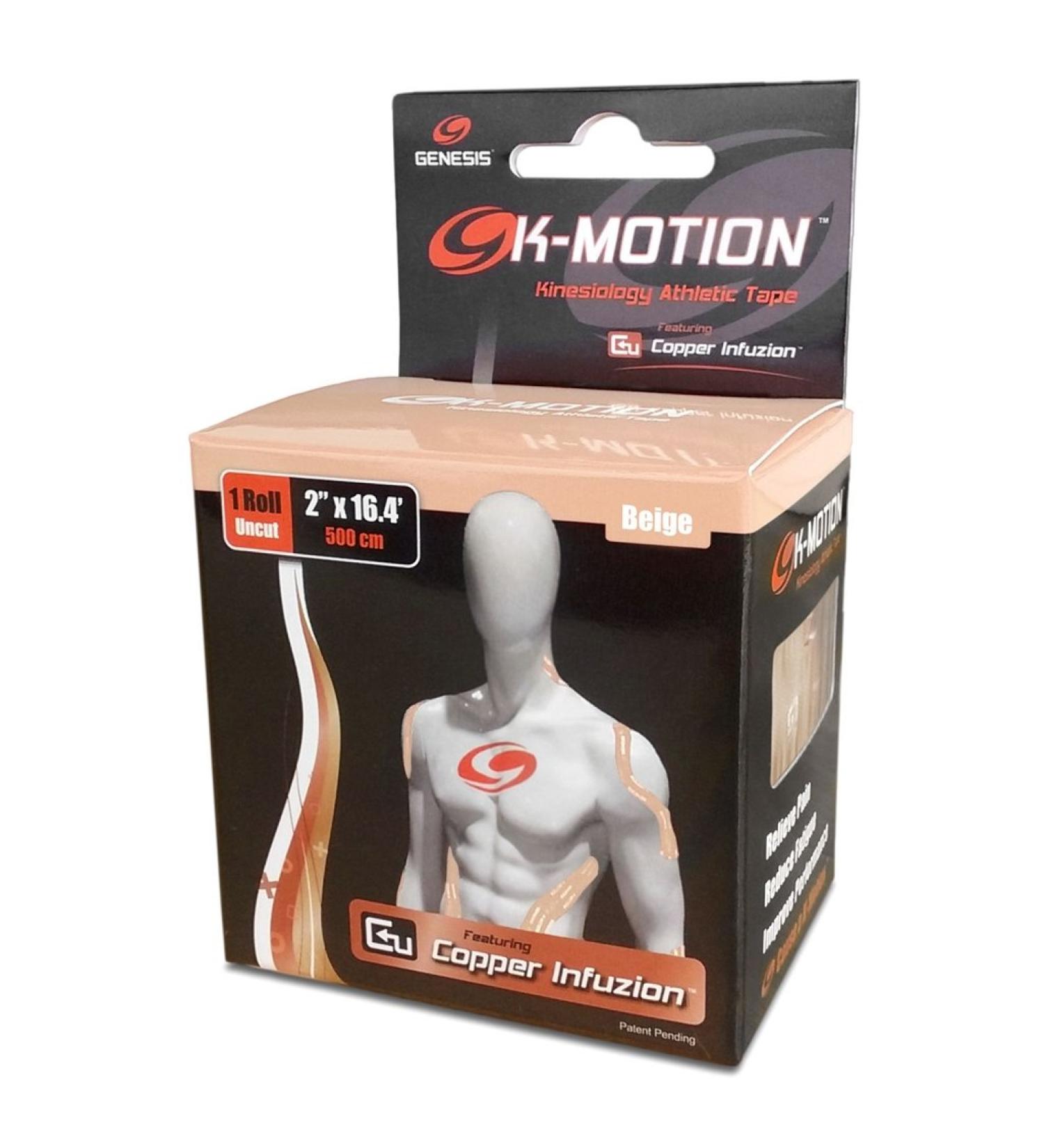 Genesis K-Motion Tape with Copper Infuzion- Beige UNCUT Roll