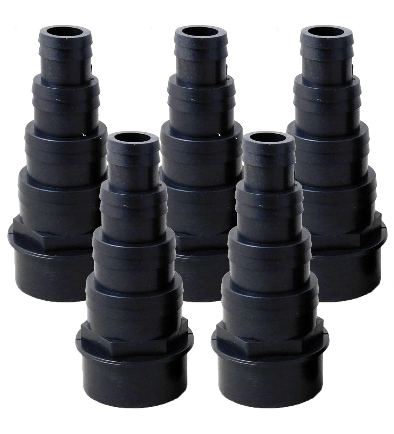 Aquacadabra 5 x Stepped Black Flexi Hose Tail 1.5" 38mm Glue Fit Solvent Weld