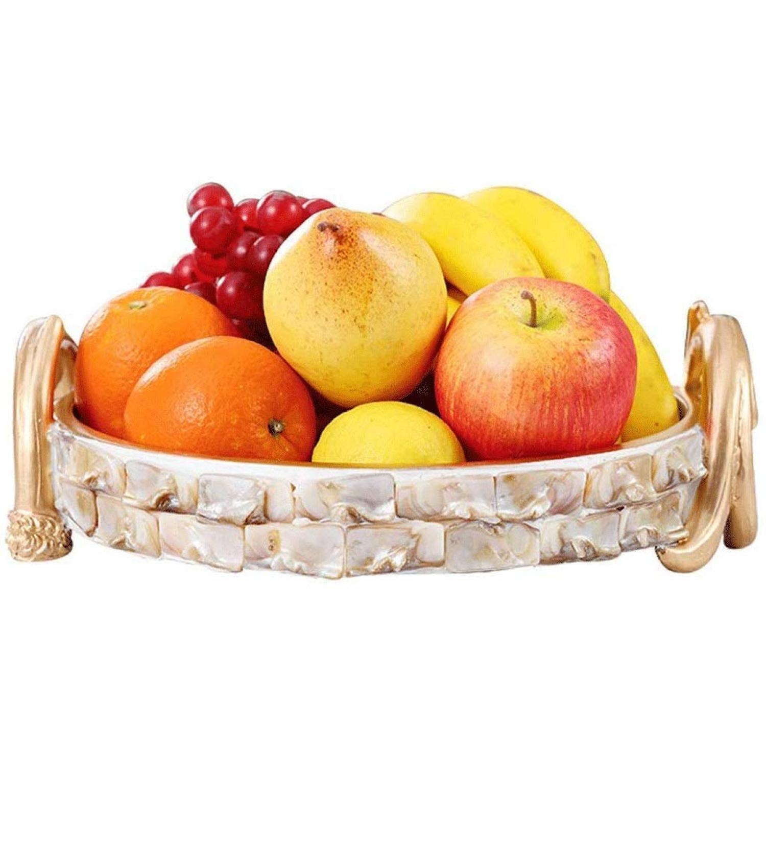 Fruit Dish - Vintage Look Bread Bowl Plate Rolls Fruit Bowl Colander Stamped Metal White Edge Country Primitive Kitchen Decoration - Buy Online on GoSupps.com