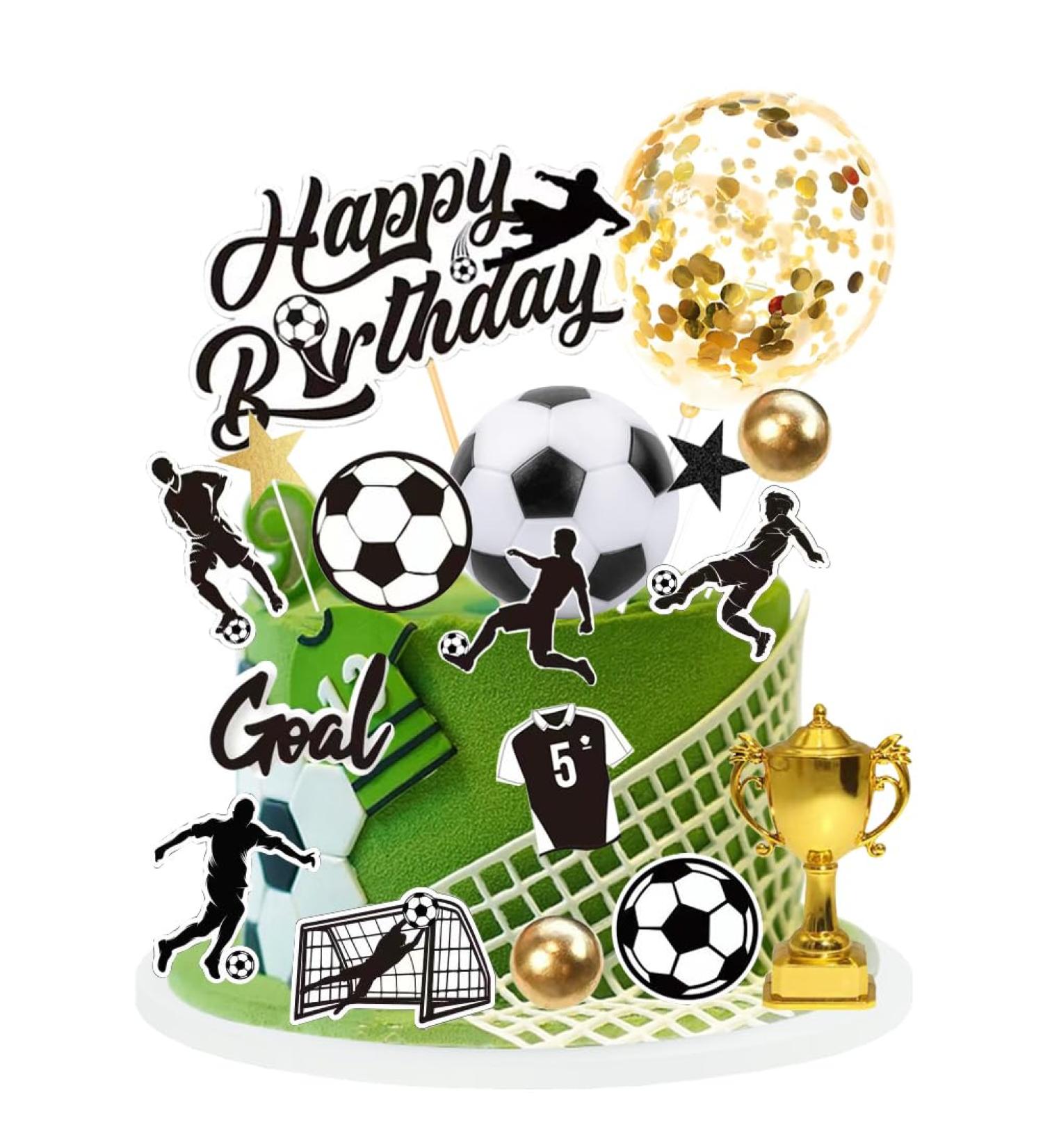 Football Cake Topper Football Cake Decorations Football Theme Birthday Cake Toppers for Boys Green Football Party Cake Cupcake Topper Personalised Kids Men Sports Theme Party Supplies - Buy Online on GoSupps.com