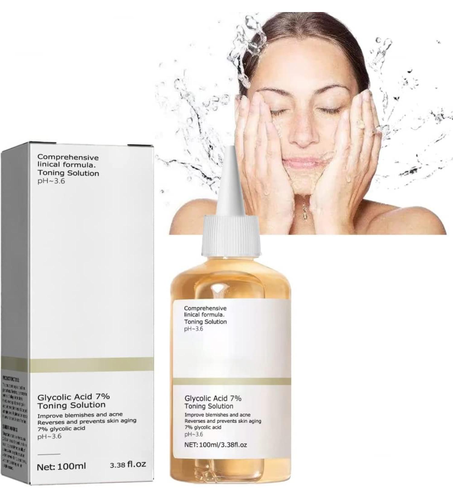 Glycolic Acid 7% Toning Resurfacing Solution -Glycolic Acid 7% Toning Resurfacing Solution for Blemishes and Acne Anti-Aging Freckle Removal Acne Tighten Pores 1bottle - Buy Online on GoSupps.com