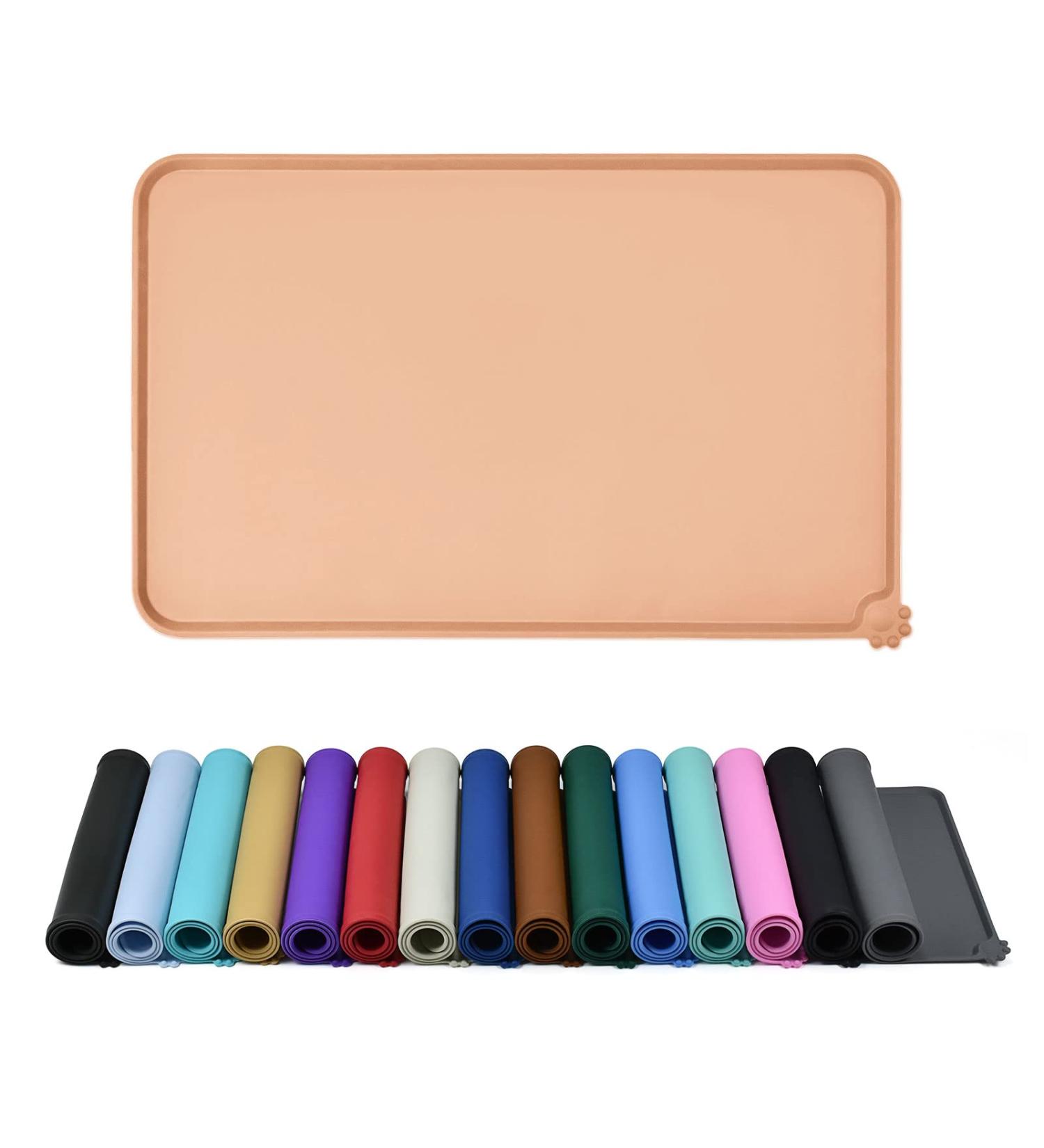 Reopet Waterproof Silicone Feed Mats for Pets - Elevated Edges Safe Dog & Cat Feeding 47x30 cm (1-pack) - Rose Brown - Buy Online on GoSupps.com