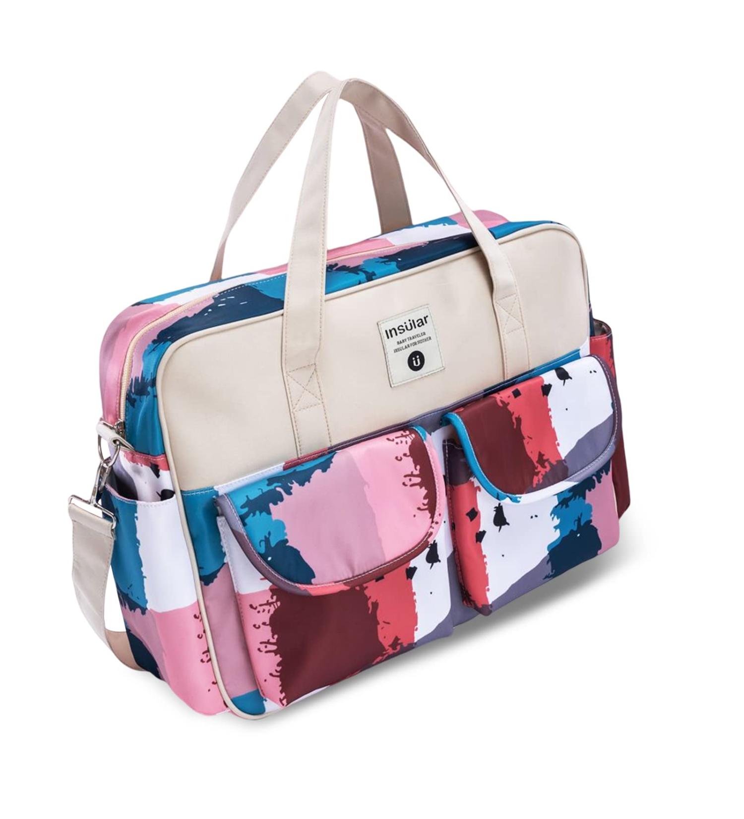 SONARIN Large Capacity Waterproof Baby Changing Bag with Shoulder Strap & Changing Mat - Multi-Function Diaper Tote Satchel for Travel (Color Stitching) - Buy Online on GoSupps.com