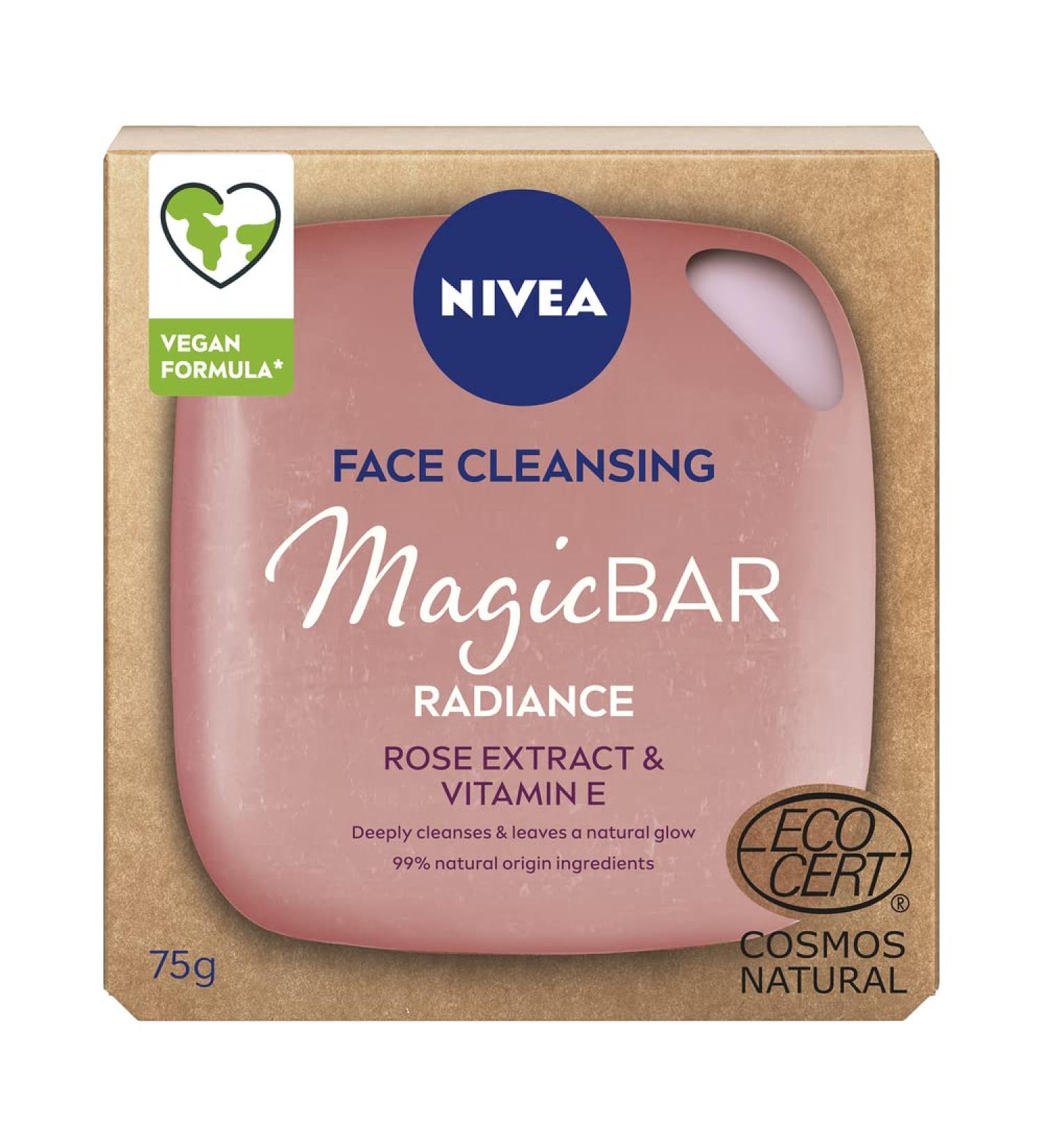 NIVEA MagicBAR Radiance Face Cleansing Bar (75g) Face Cleanser with Rose and Vitamin E Plastic-Free Facial Cleansing Bar Facial Cleanser Recyclable Packaging Face Wash - Buy Online on GoSupps.com