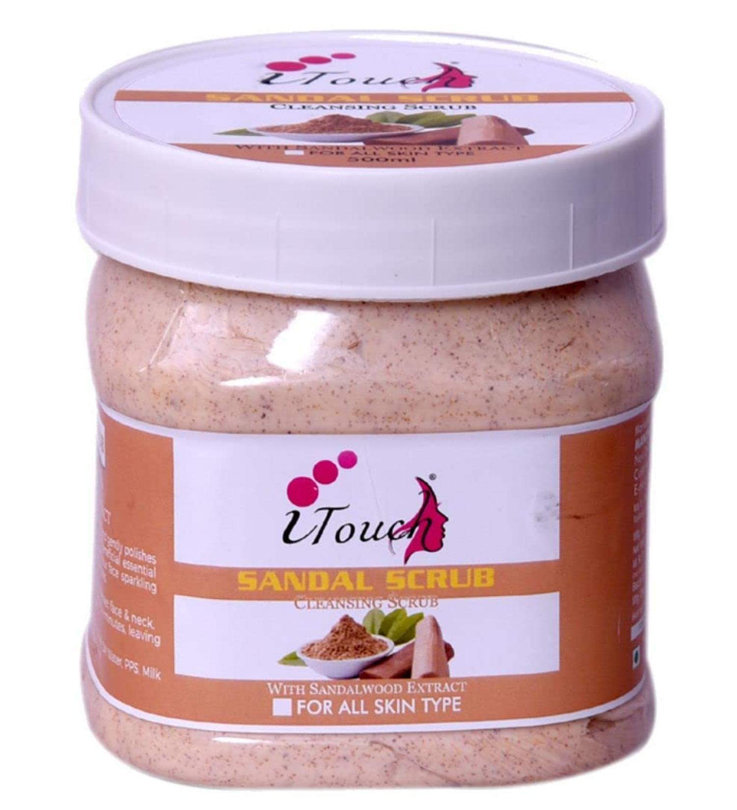 PRZX Sandalwood Exfoliating Scrub for Face & Body 500ml | Gentle Skin Polish | Revitalizing & Smoothening Cream Scrub | Paraben-Free | Suitable for All Skin Types