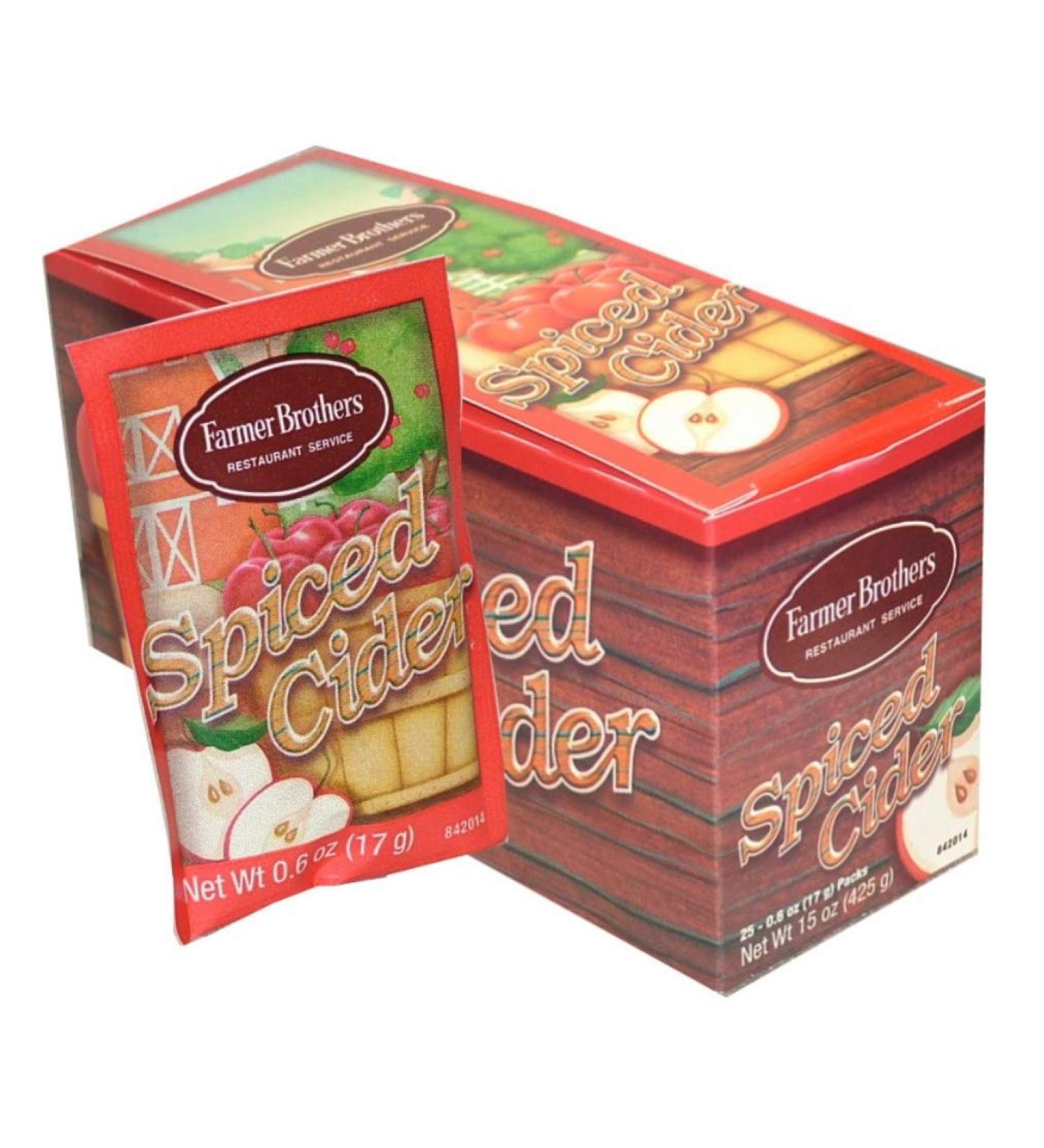 Farmer Brothers Instant Apple Spiced Cider Packets, 25 Packets Per Box